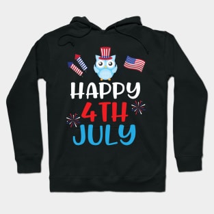 Owl With US Flag Hat Fireworks Happy Independence July 4th Day Americans Dad Mom Son Daughter Hoodie